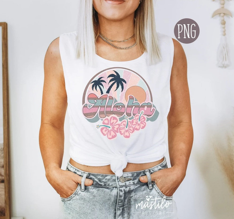 Retro Aloha Png, Vintage Hawaiian png, Summer Sublimation downloads