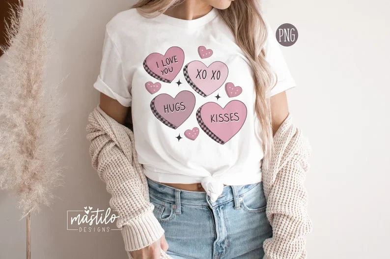 Conversation Hearts PNG, Valentines Png Designs, Boho Png