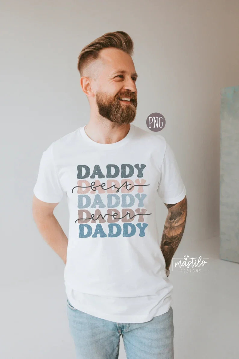 Daddy Retro Png, Daddy Distressed Stacked png, Sublimation designs