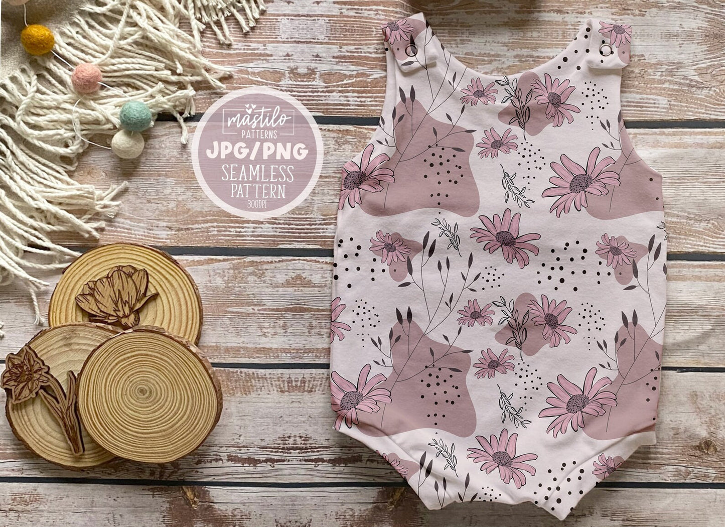 Boho Floral Pattern Design, Boho Seamless Repeat Pattern