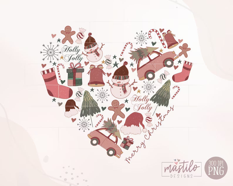 Christmas Heart Sublimation Png