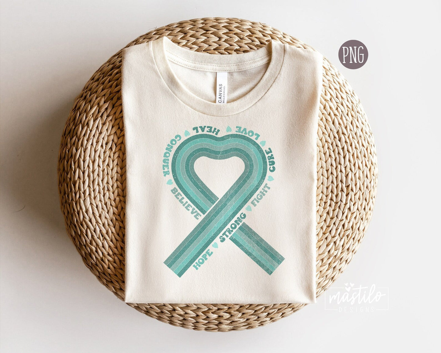 Awareness, Teal Ribbon, Ovarian Cancer Png, Awareness Sublimation