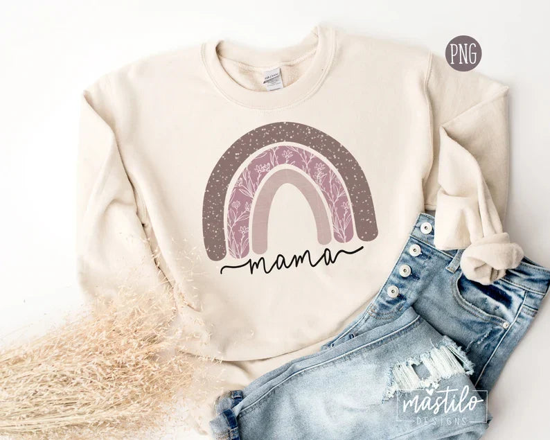 Boho Rainbow Mama PNG, Boho Rainbow Png, Mom Png