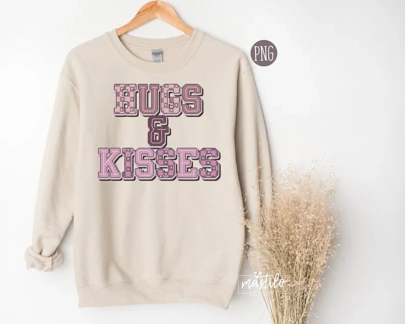 Hugs and Kisses png, Valentines Png, Retro Love PNG