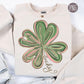 St. Patrick's Day Glitter Shamrock PNG, Four Leaf Clover Sublimation Design, St. Patty's Day, Sequin Style Shirt, Tshirt Design, DTF Design