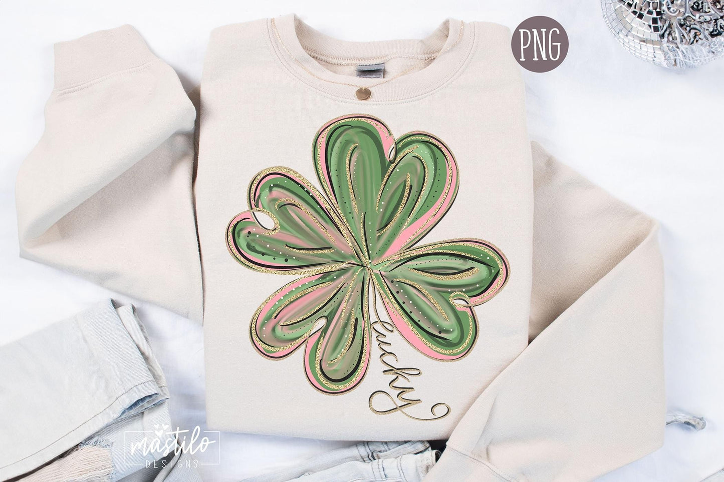 St. Patrick's Day Glitter Shamrock PNG, Four Leaf Clover Sublimation Design, St. Patty's Day, Sequin Style Shirt, Tshirt Design, DTF Design