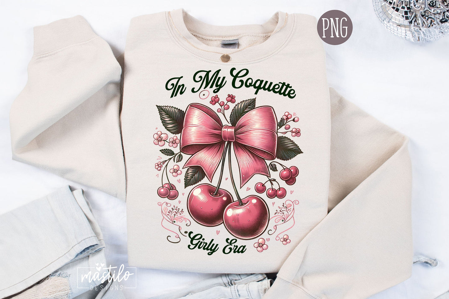 In My Coquette Girl Era PNG Sublimation Design, Coquette Cherry Png