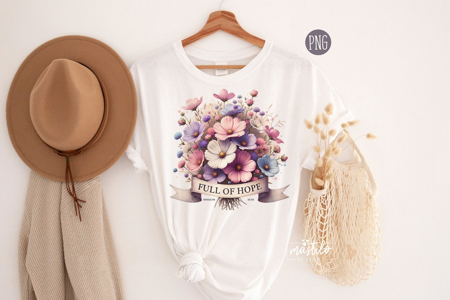 Full Of Hope, Floral Mama PNG Design, Hopeful Mama, Sublimation Bible Verse, Infertility PNG