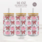 Fall 16 oz Glass can wrap Png, Pumpkins and Bows can cup wrap