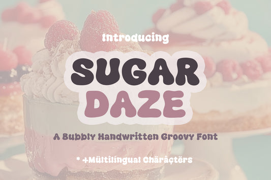 Sugar Daze Retro Font - Groovy Font, Bubble Font, Hippie Font, Cricut Fonts, Procreate Fonts, 70s Font
