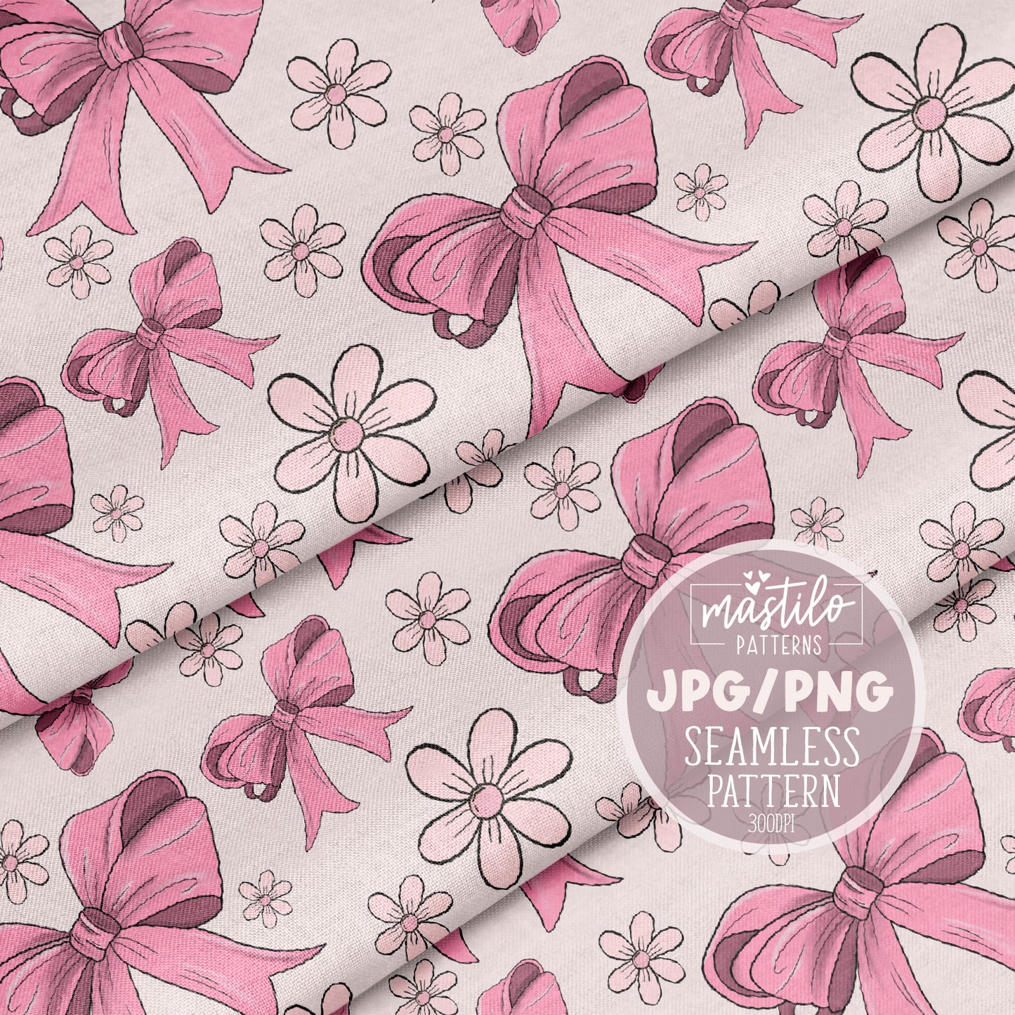 Coquette Girly seamless pattern, Trendy Bows Seamless Pattern, Girly pattern