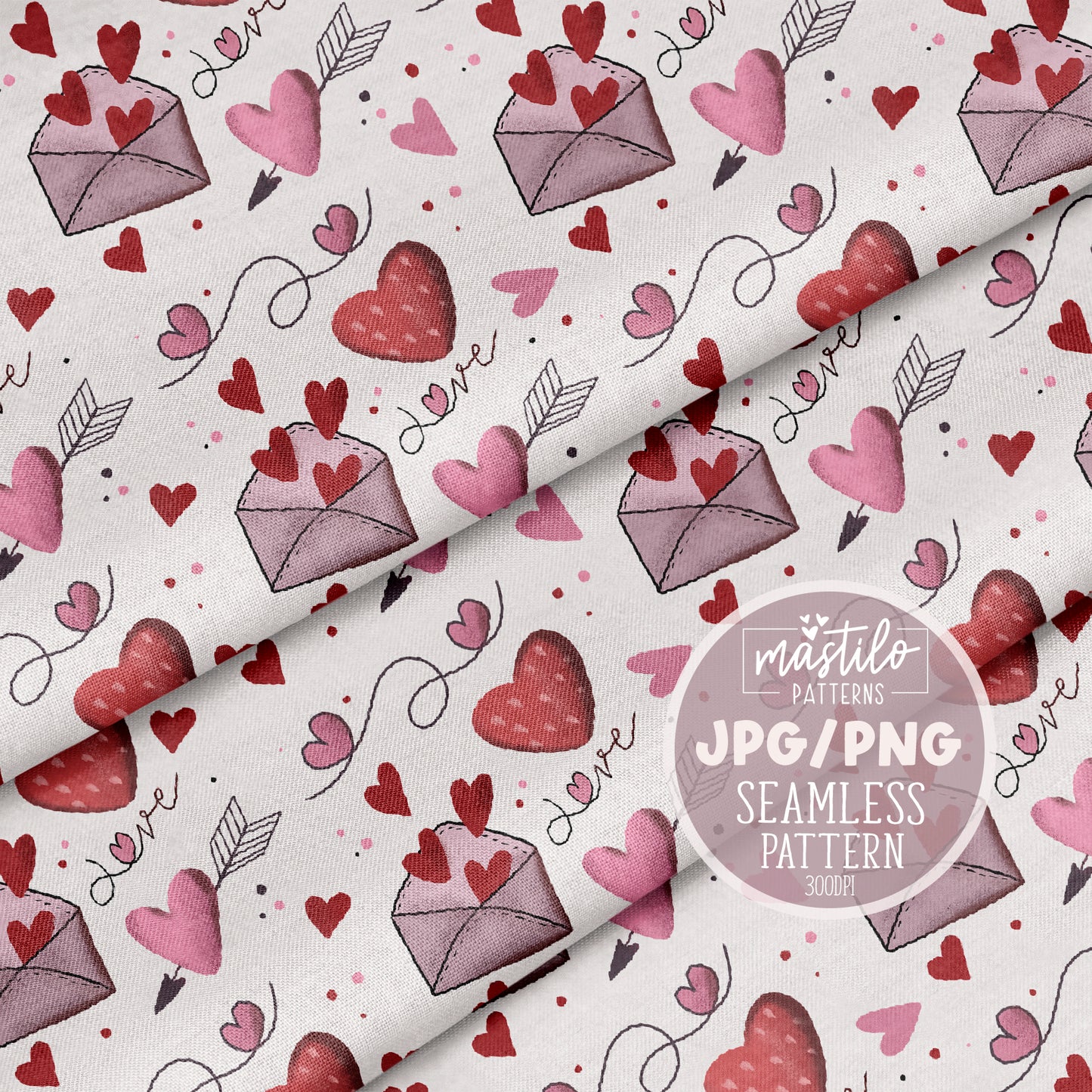 Valentine's Day Seamless Fabric Pattern, Tumbler Wraps PNG, Valentine's Seamless Design for Fabric