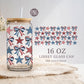 4th of July 16 oz Glass can wrap Png, American Glass can cup wrap, Coquette American Flag