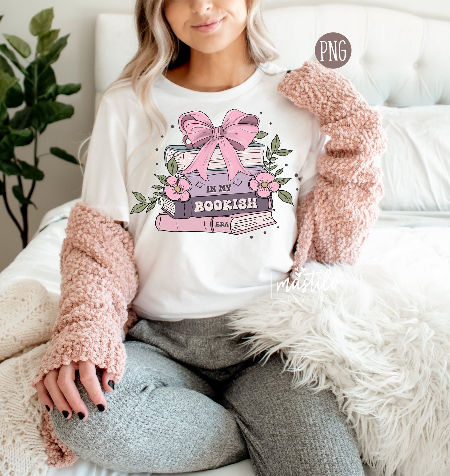 In My Bookish Era, Coquette Png, Trendy Books png, Pink Books, Book Lover Png
