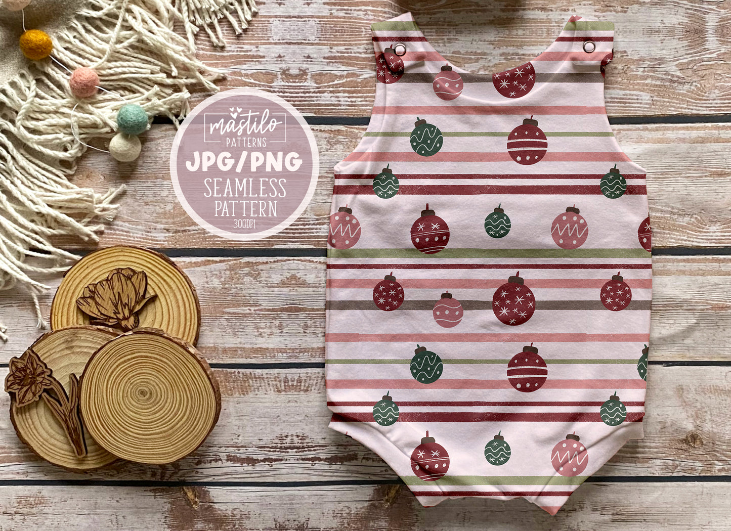 Christmas Ornaments Seamless Pattern, Christmas Gifts, Ornaments, Seamless Pattern, Boho Sublimations