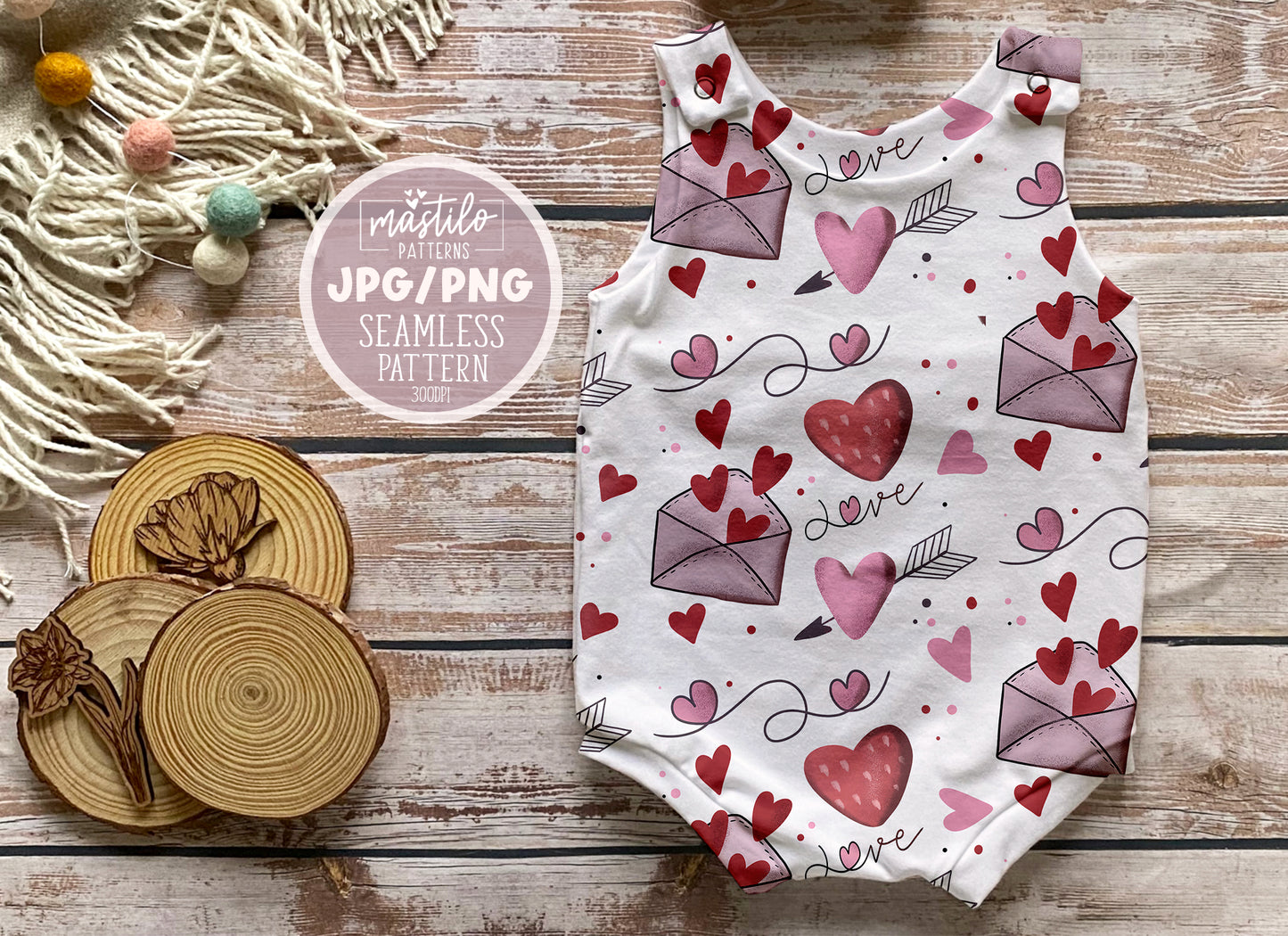 Valentine's Day Seamless Fabric Pattern, Tumbler Wraps PNG, Valentine's Seamless Design for Fabric