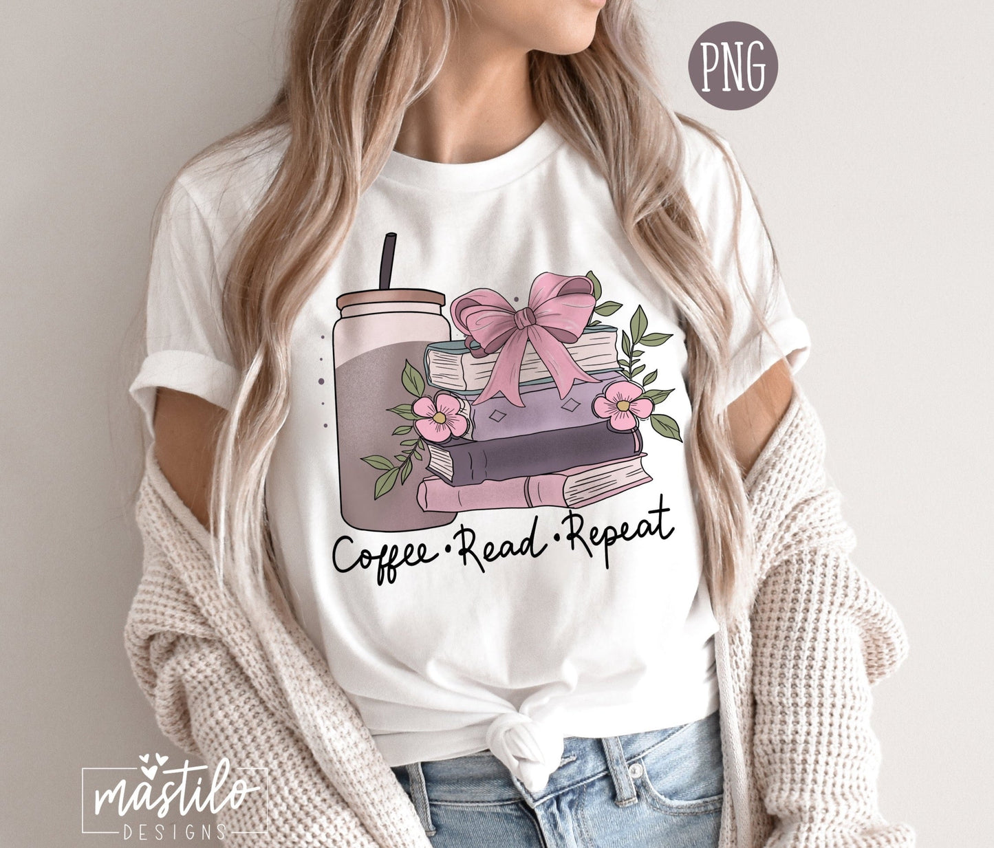 Coffee Read Repeat Coquette Png, Trendy Books png, Pink Books