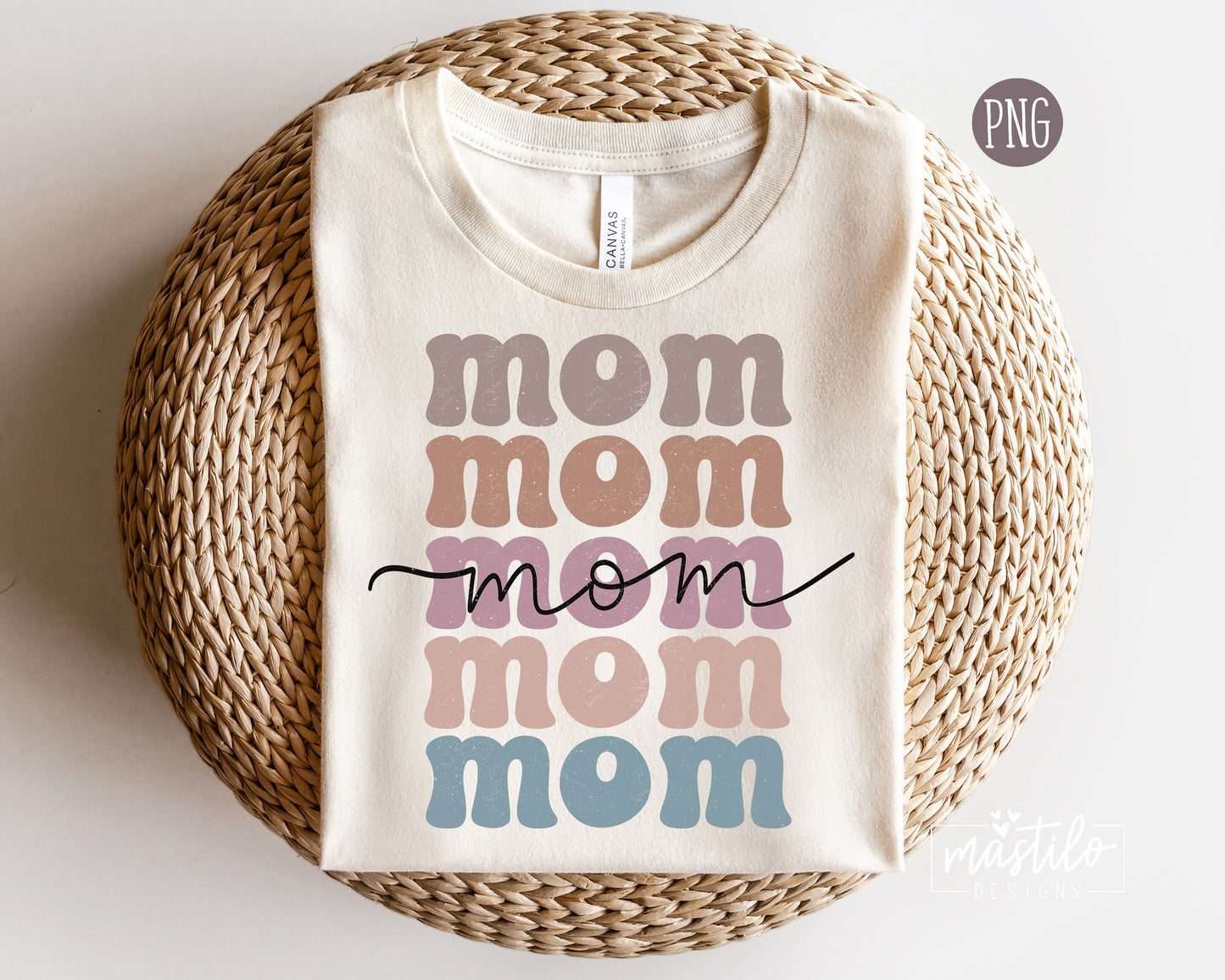 Mom Boho Distressed Stacked png, Sublimation designs, Mom Sublimation PNG