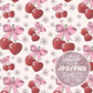 Summer Cherries and Bows Seamless Pattern, Coquette Girly seamless pattern