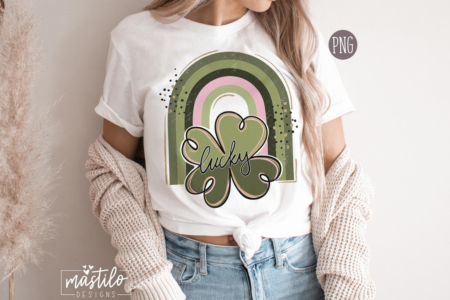 Textured Lucky PNG, St Patricks Day Png, Grunge Shamrock, Lucky Digital, St Patties PNG, Distressed Lucky Sublimation, Four Leaf Clover Png