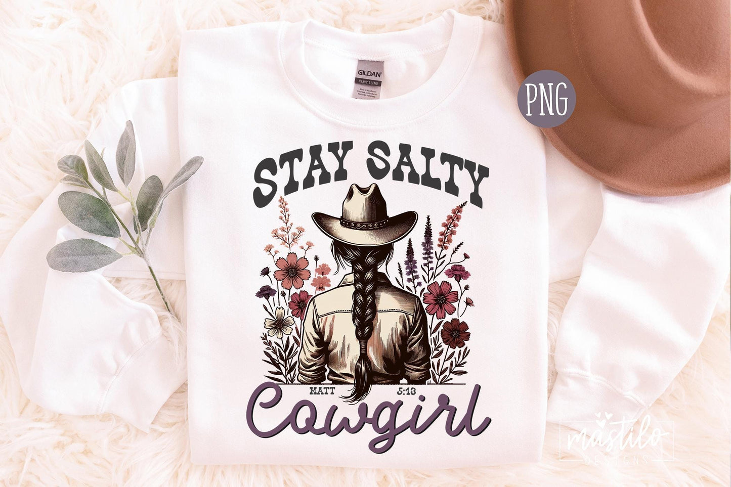 Stay Salty Christian PNG, Christian Western Boho Art, Digital Only PNG, Bible Verse File, Gift Ideas Download PNG, Cowgirl Christian Art