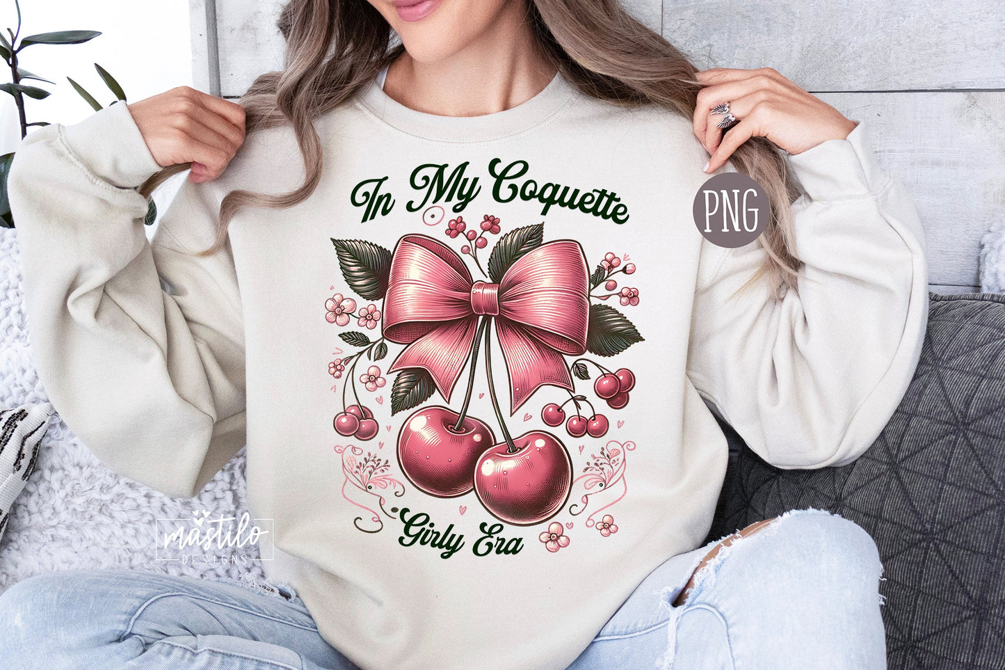 In My Coquette Girl Era PNG Sublimation Design, Coquette Cherry Png