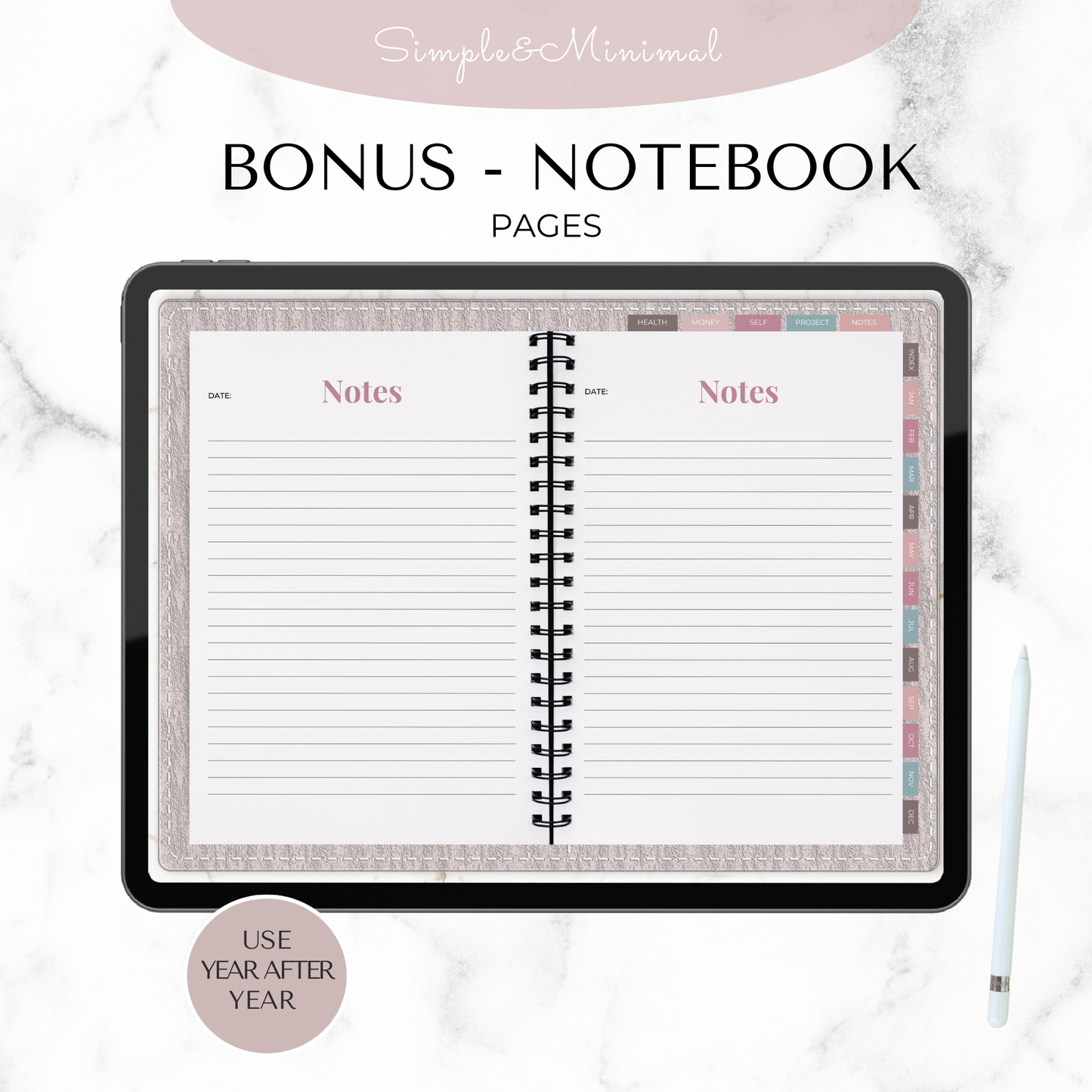 Undated Digital Planner Goodnotes, Digital Planner for Ipad