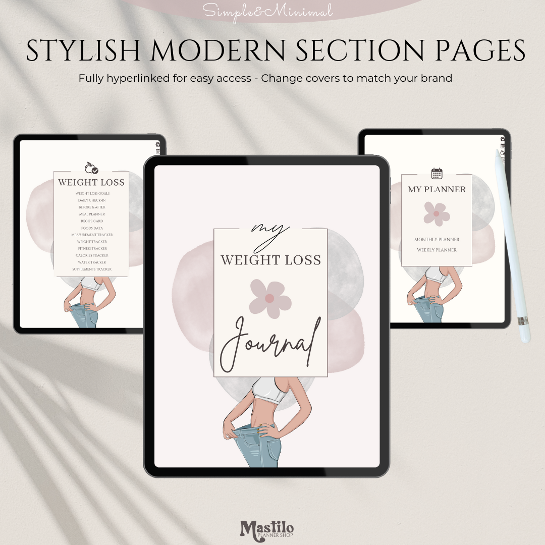 PLR Weight Loss Journal, Plr Fitness Journal, Editable Canva Journal Template