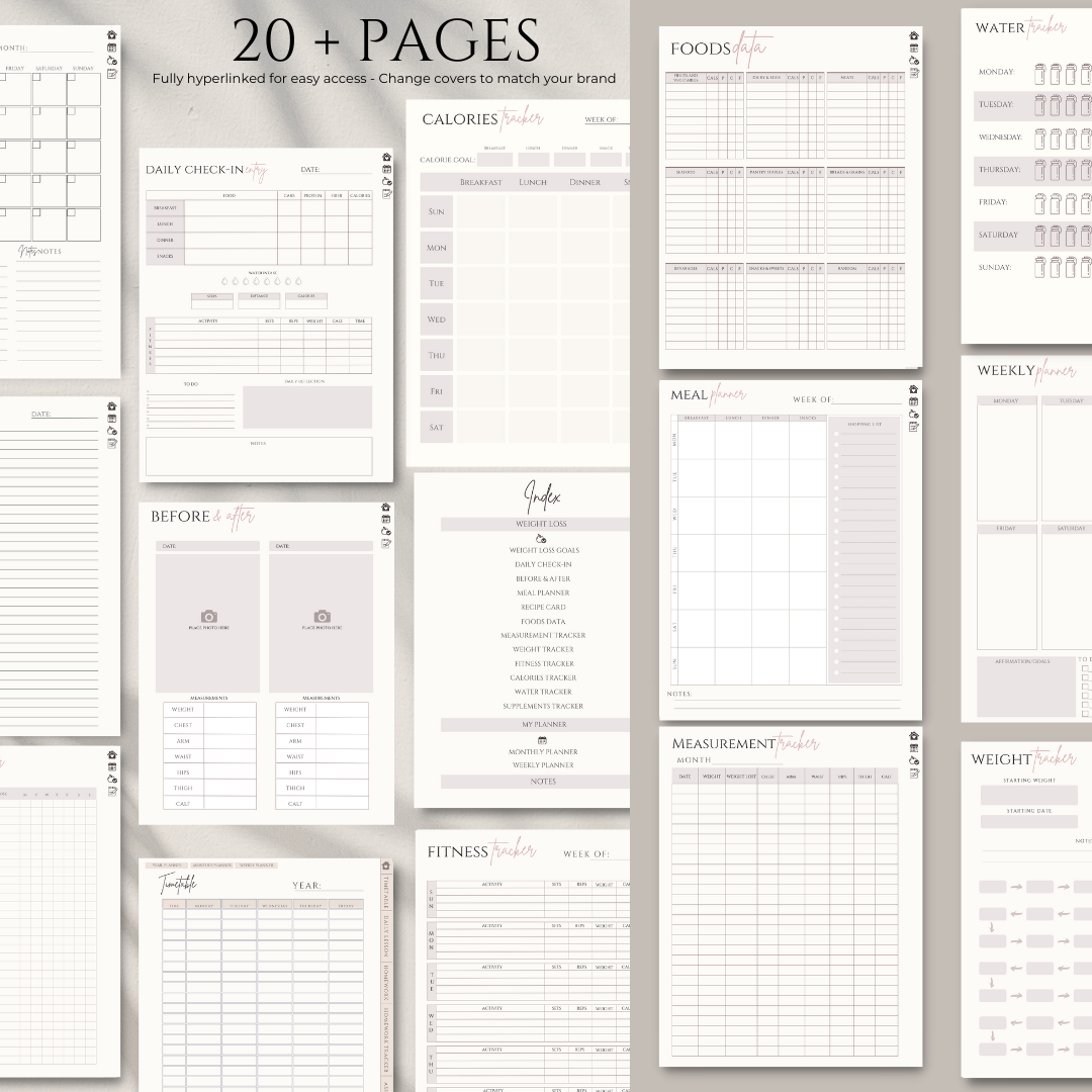PLR Weight Loss Journal, Plr Fitness Journal, Editable Canva Journal Template