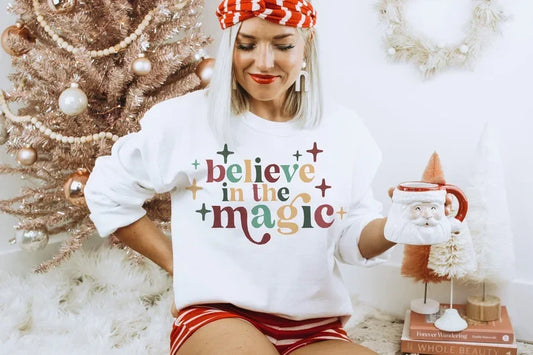 Believe In the Magic Retro Boho Distressed Christmas png