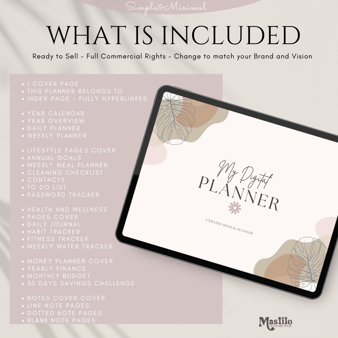 PLR Digital Planner, Editable Canva Planner Template, Hyperlinked PLR