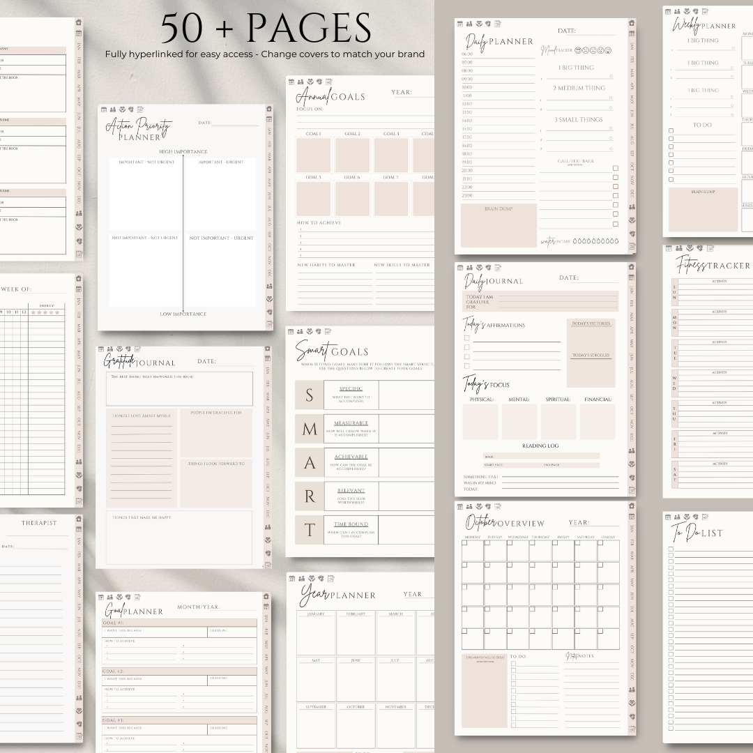 ADHD Planner, PLR Digital Planner, Editable Canva Planner