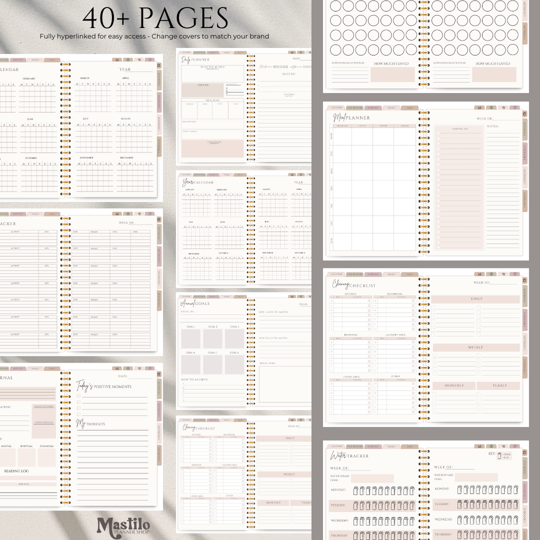 PLR Digital Planner, Editable Canva Planner Template, Hyperlinked PLR