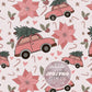 Boho Vintage Truck Christmas Seamless Pattern, Boho Christmas Pattern