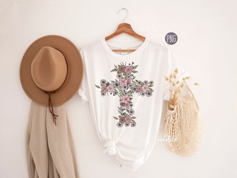 Boho Floral Cross Png
