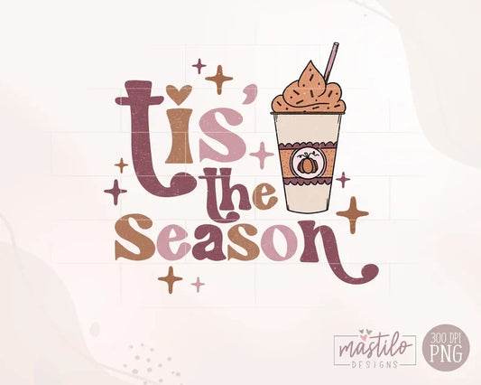 Tis the Season Fall Retro Png, Pumpkin Spice Png