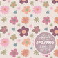 Groovy Flowers, Retro Sublimations, Retro PNG Pattern, Flower Sublimation