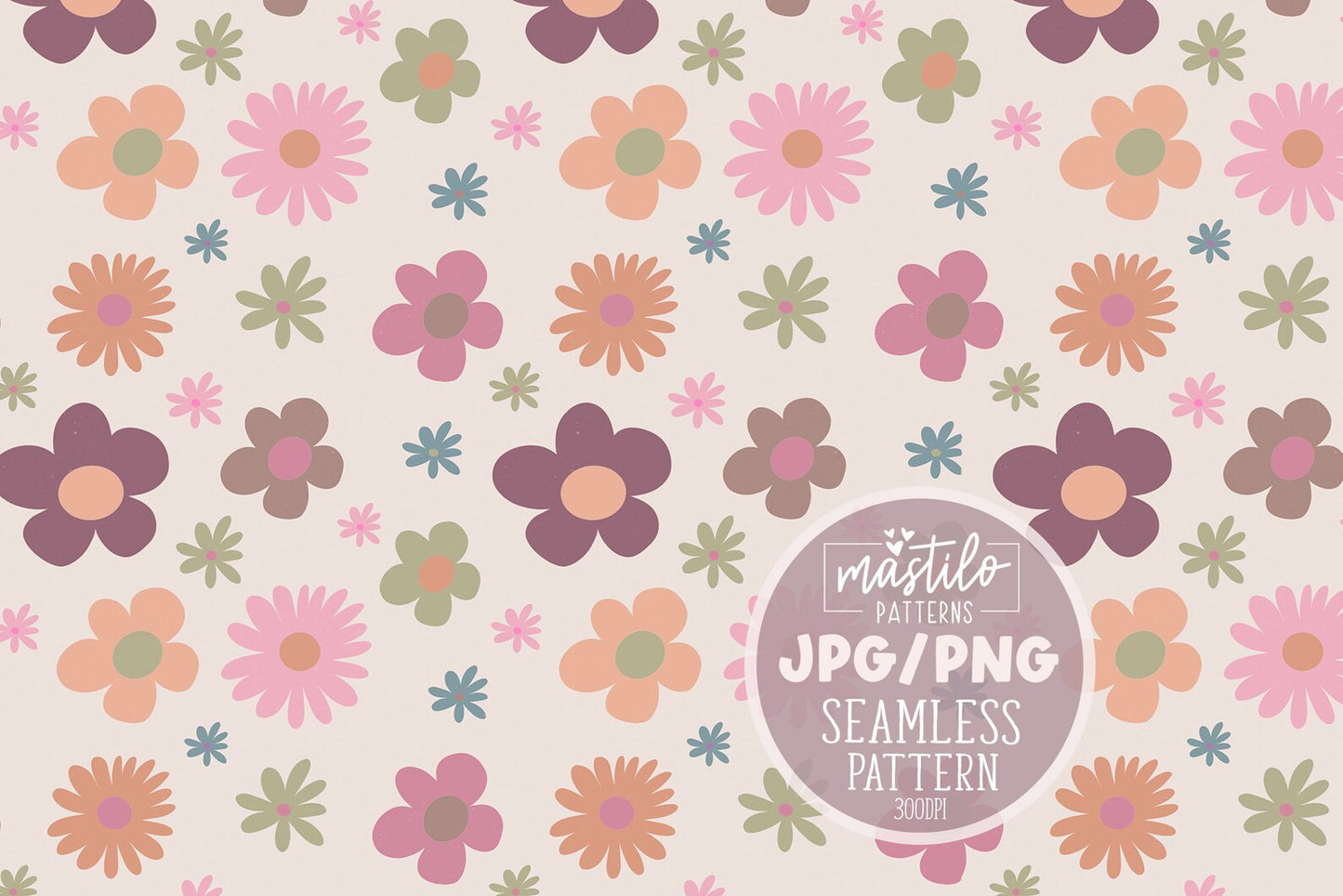 Groovy Flowers, Retro Sublimations, Retro PNG Pattern, Flower Sublimation
