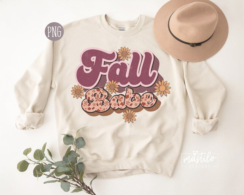 Fall Babe Png, Retro Fall Sublimation Designs, Retro Fall Png