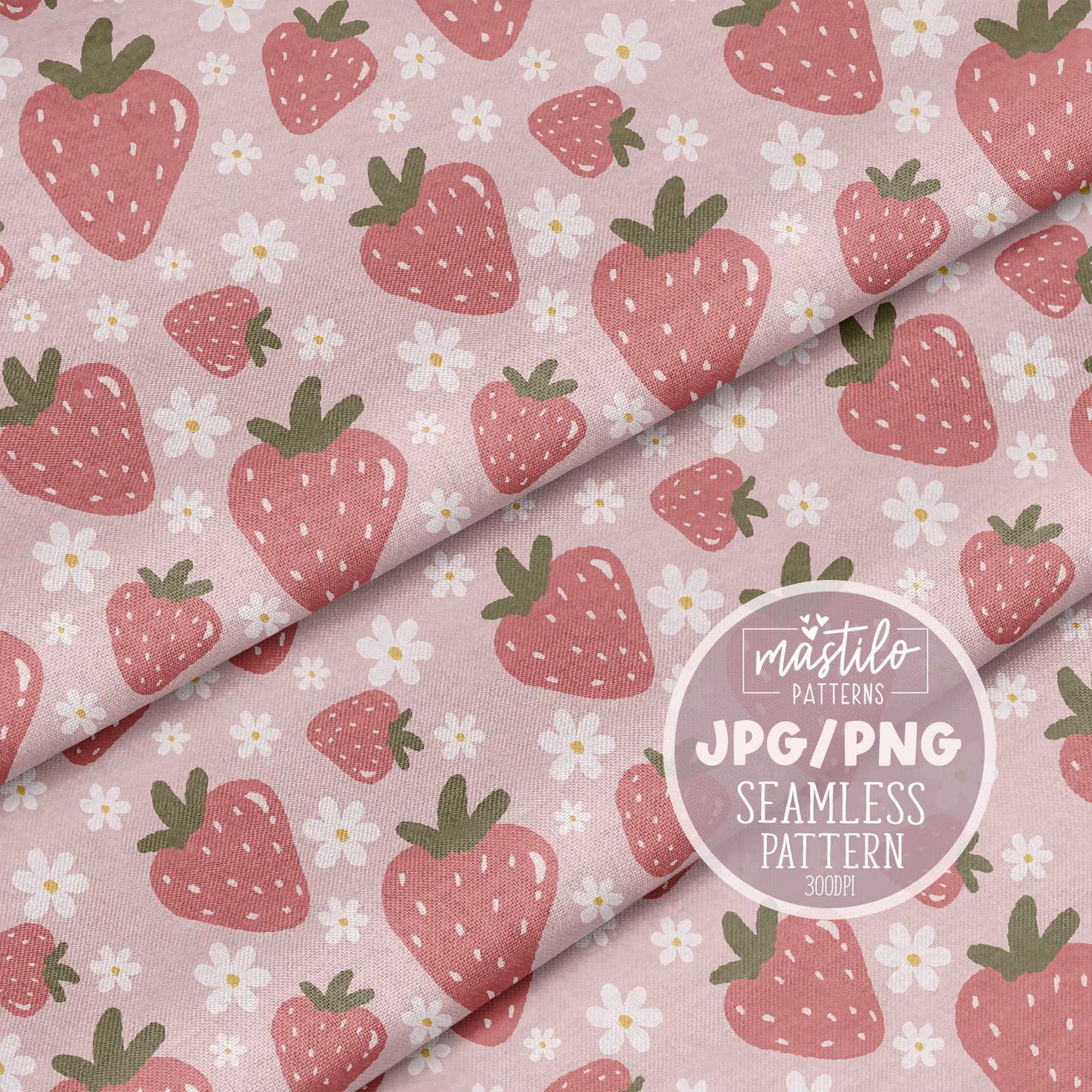 Strawberry Seamless Pattern, Retro Seamless Pattern, Summer Fabric Design