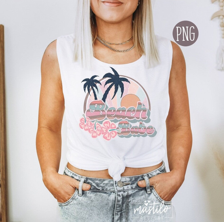 Beach Babe Png, Retro Beach png, Summer Sublimation downloads