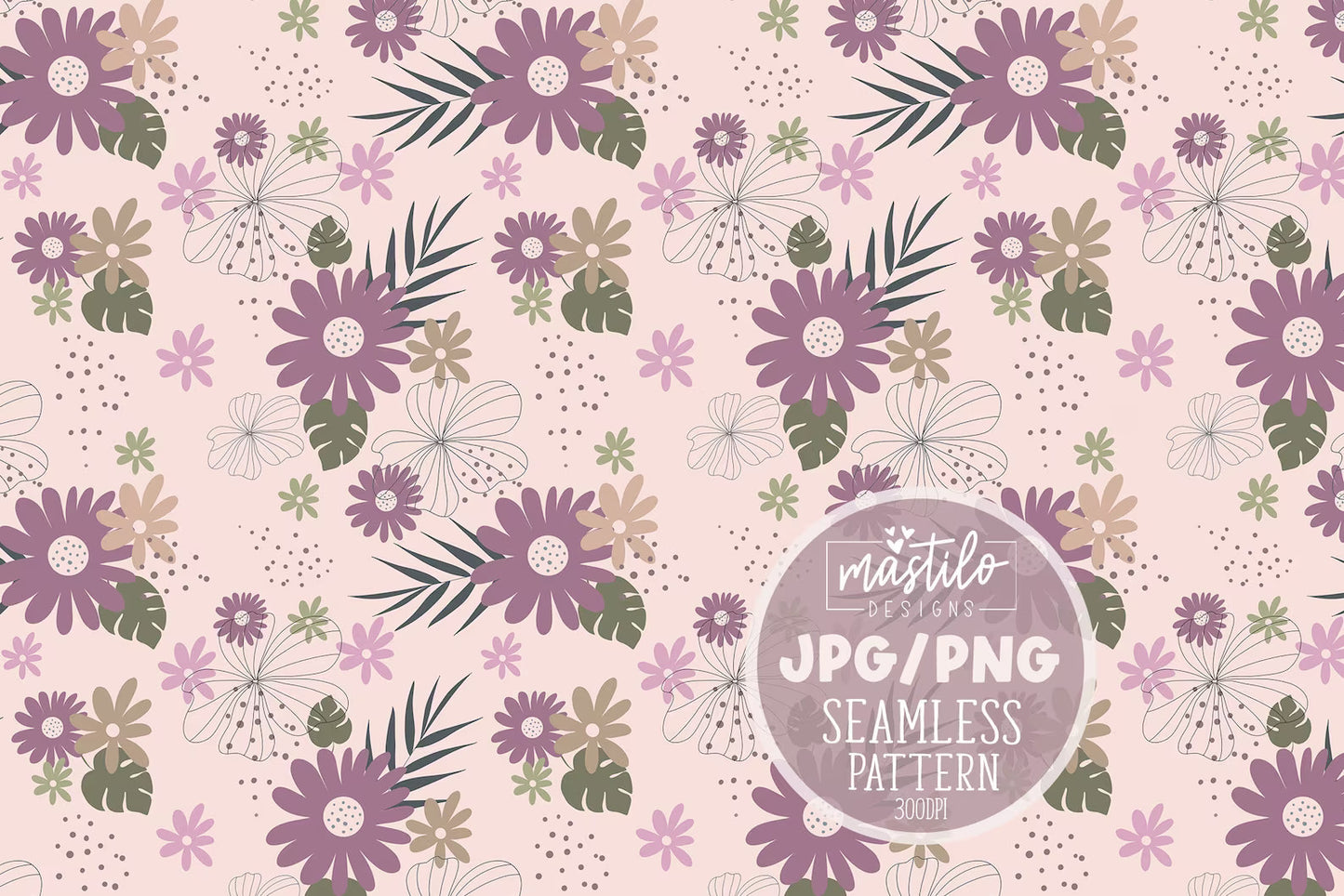 Summer Flowers Sublimation Seamless Pattern, Floral Fabric Pattern Design