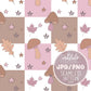 Retro Fall Seamless Pattern, Groovy Aesthetic Seamless Pattern