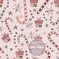 Boho Vintage Retro Candy Cane Christmas Seamless Pattern, Boho Christmas