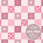Valentines Checker Seamless Repeat Pattern Groovy Hearts for Fabric Sublimation