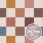 Fall Checker Seamless Pattern, Fall Multi Color Checker Seamless Repeat