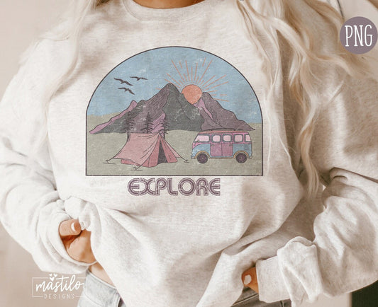 Explore Png, Explore Sublimation Design, Retro Png, Vintage Sublimation