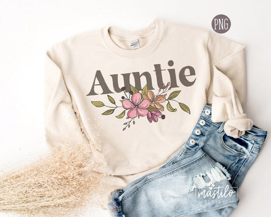Auntie Png, Floral Auntie PNG, Floral Sublimation Design