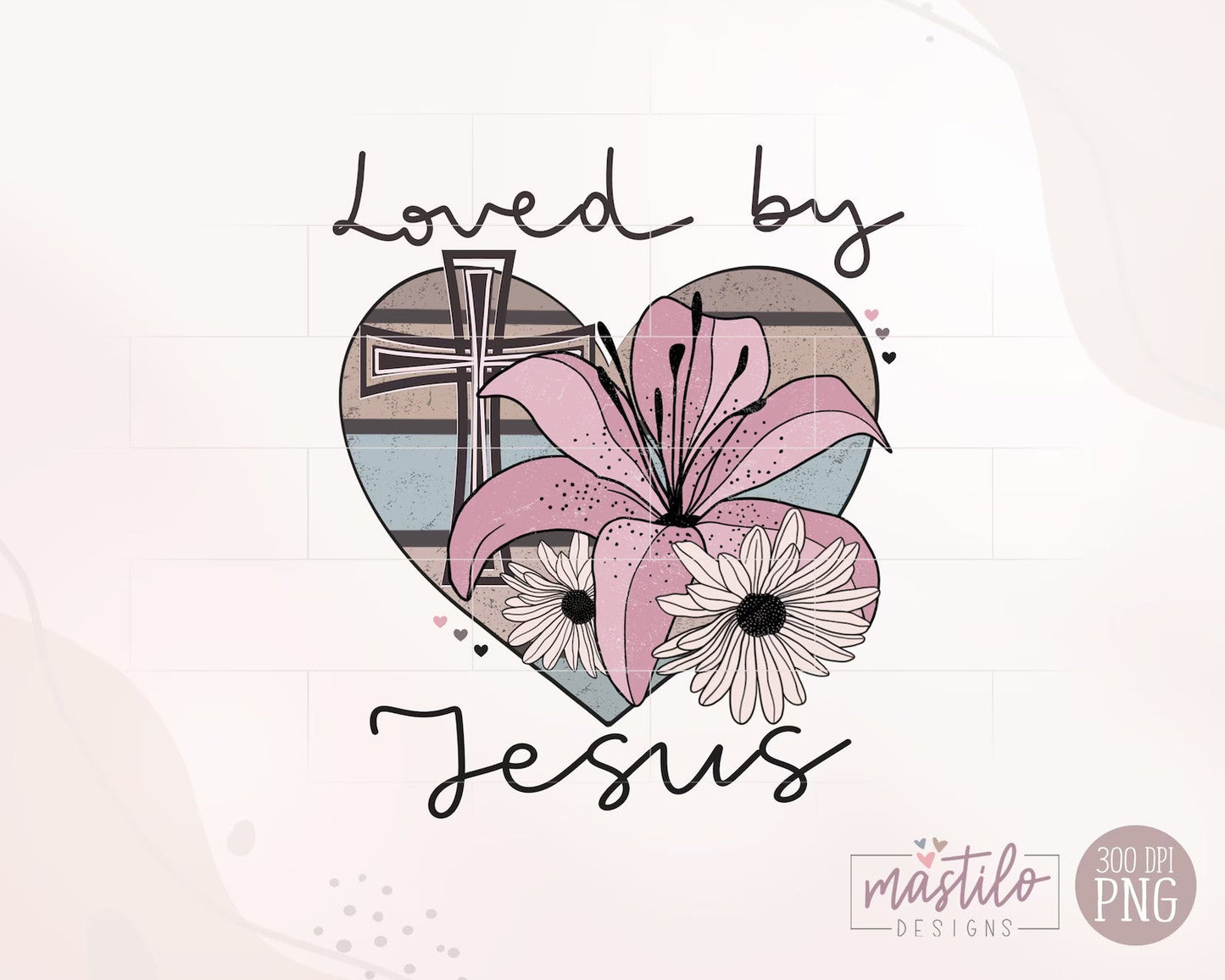 Jesus Png, Christian Png, Loved by Jesus Png, Floral Cross Png