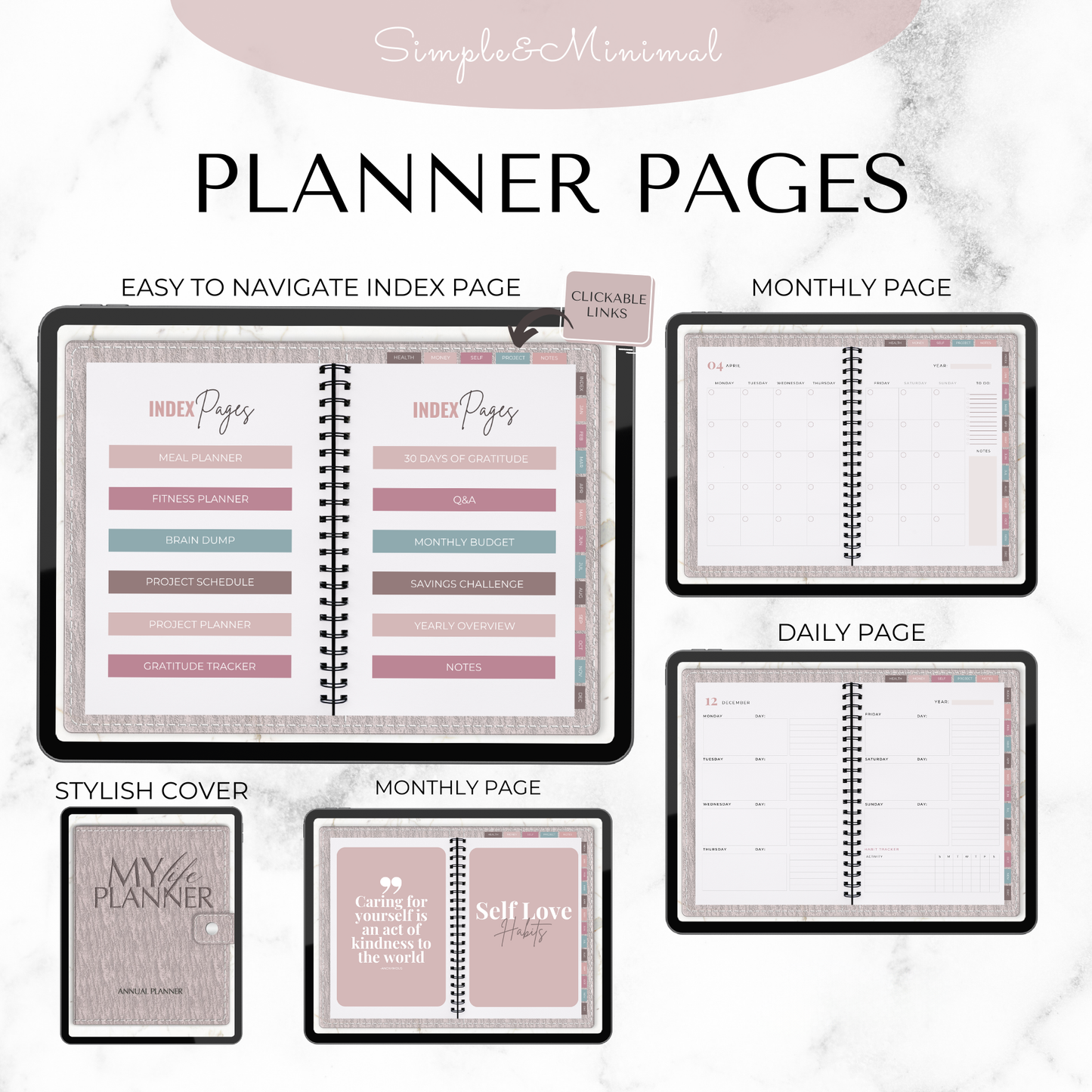 Undated Digital Planner Goodnotes, Digital Planner for Ipad